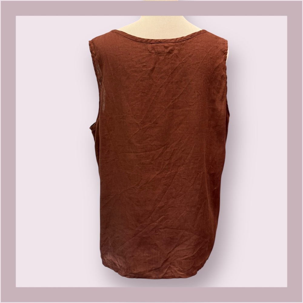 Flax Chocolate Brown Fundamental Linen Tank - Picture 4 of 5